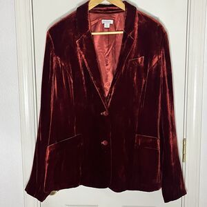 Sundance Sofia Velvet Silk Blend Blazer Red Women’s Size 14